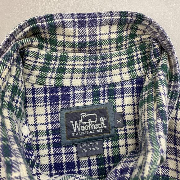 VTG Woolrich Flannel Shirt Mens XL Plaid Purple Green Heavy Indian Cotton Grunge - Picture 11 of 12